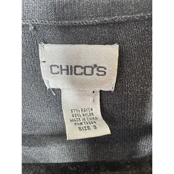 Chicos Sweater Womens 3 (XL 16) Gray Rayon V Neck Long‎ Sleeve Luxe Knit - Picture 4 of 14
